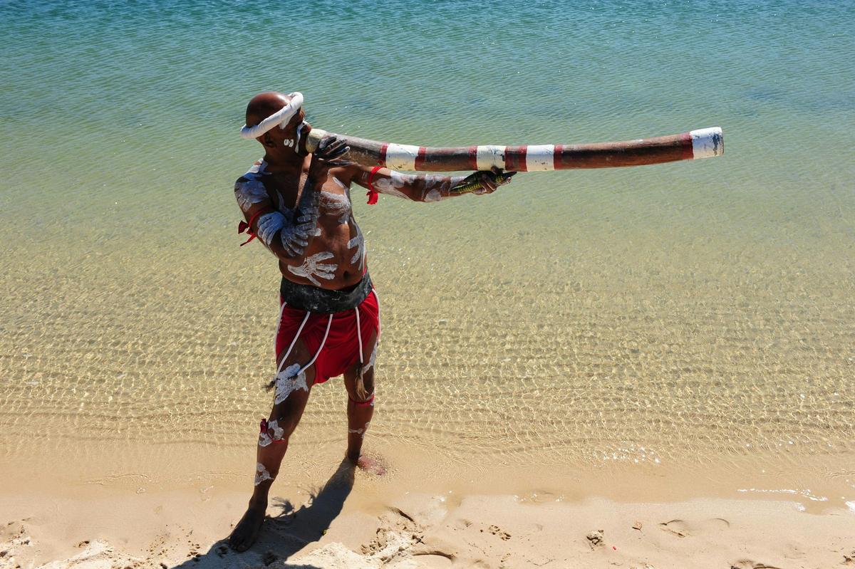 Aboriginal Didgeridoo Player Walangari Karntawarra is also an artist, teacher and performer