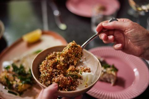 Guests serving their mains