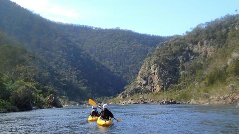 enjoying a day paddling along on the the famous Snowy River