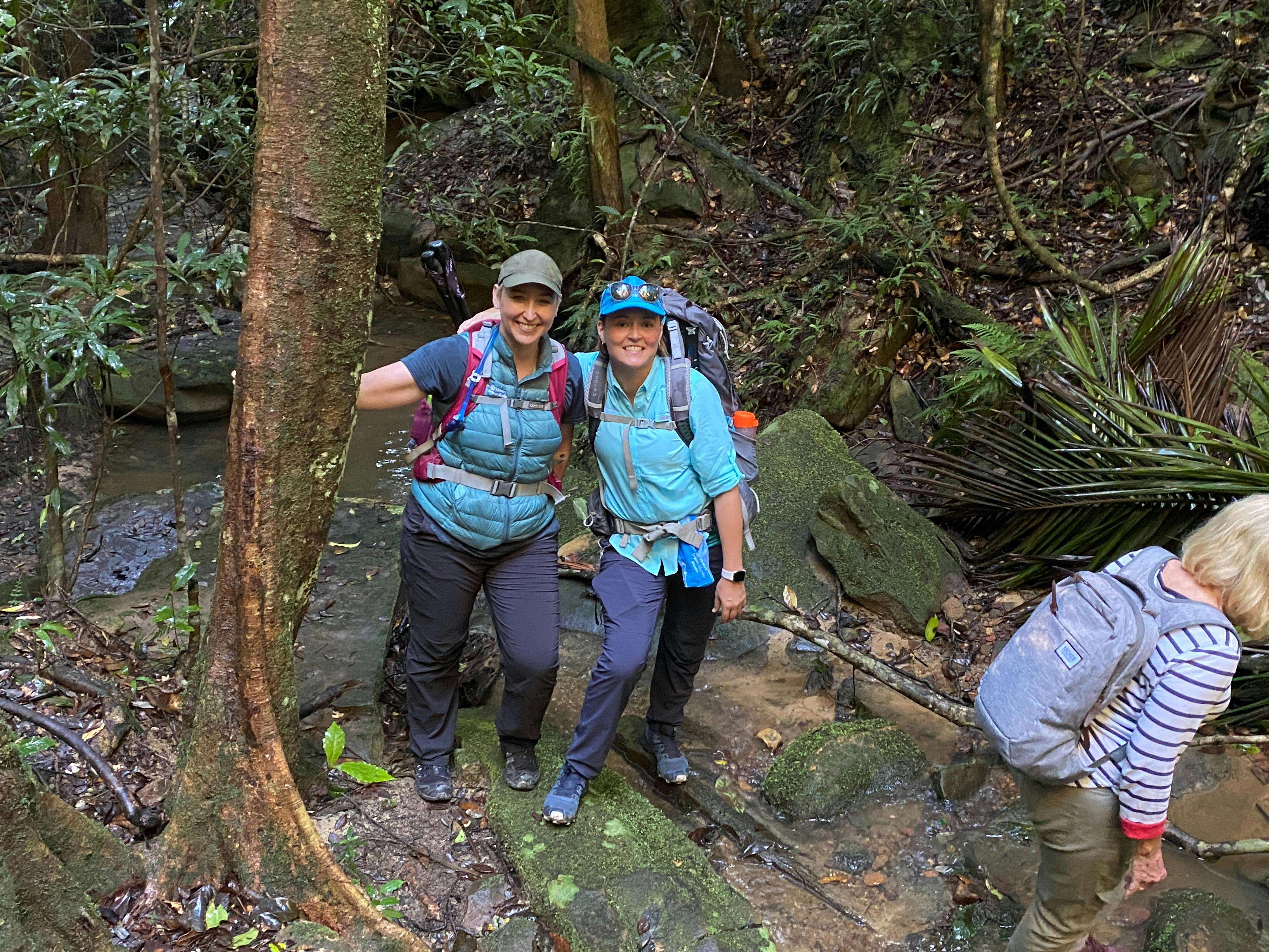 Women Embrace Hiking Abbots Falls, NSW