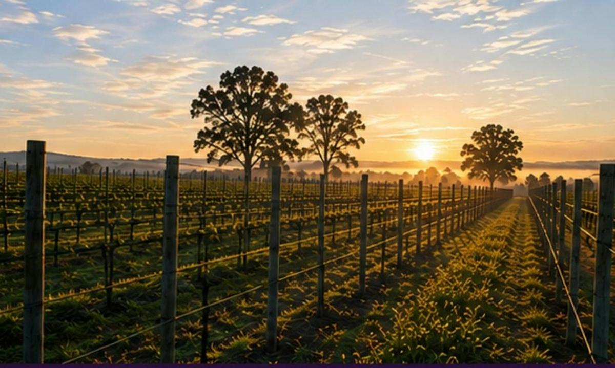 Sunrise over Hunter Valley vines