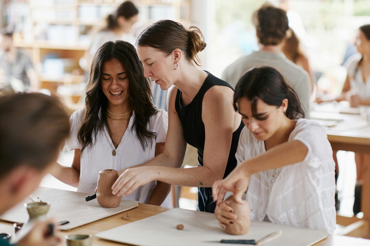 Adults having fun at a Crockd Studios class