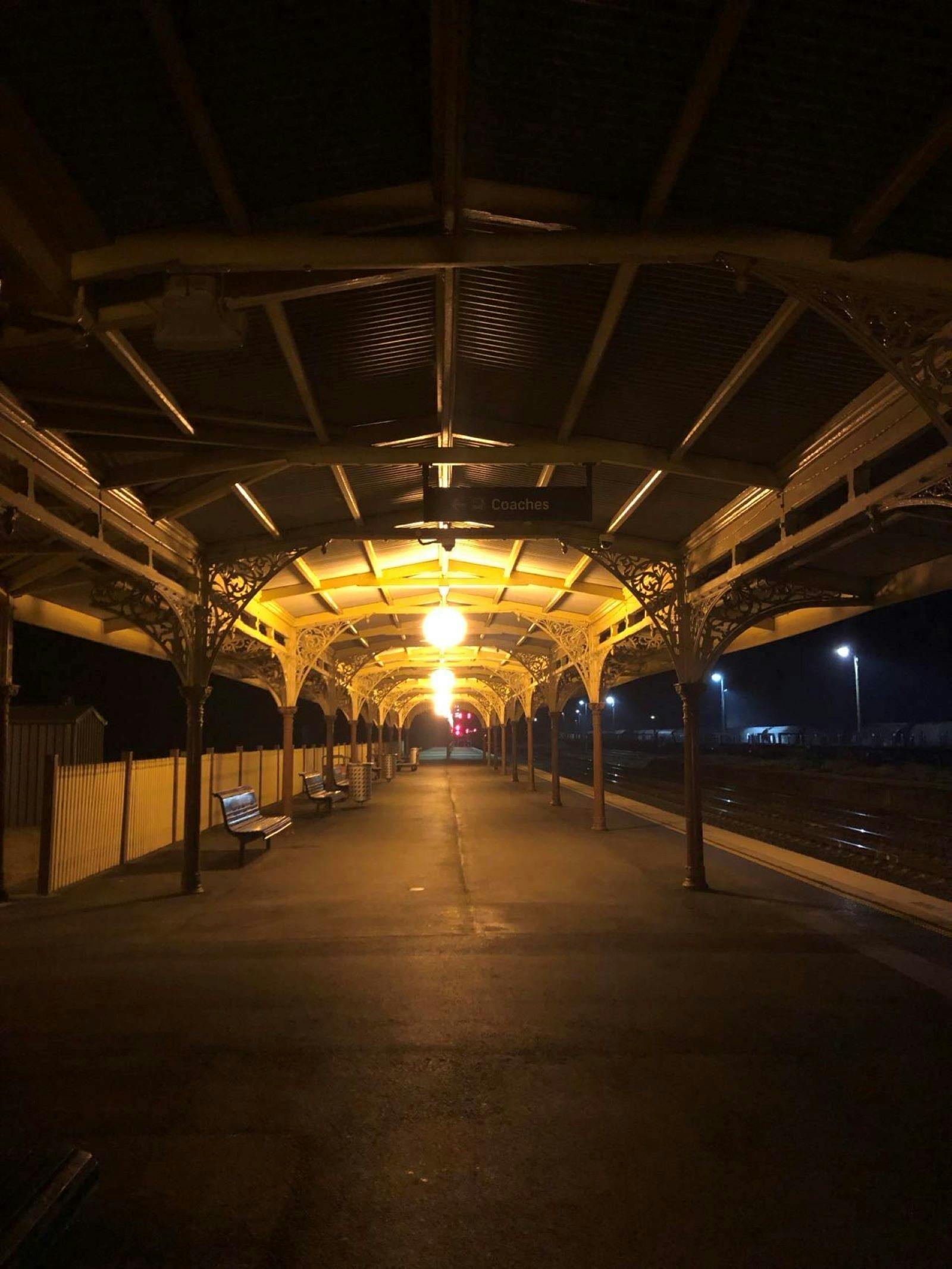 Railway at night