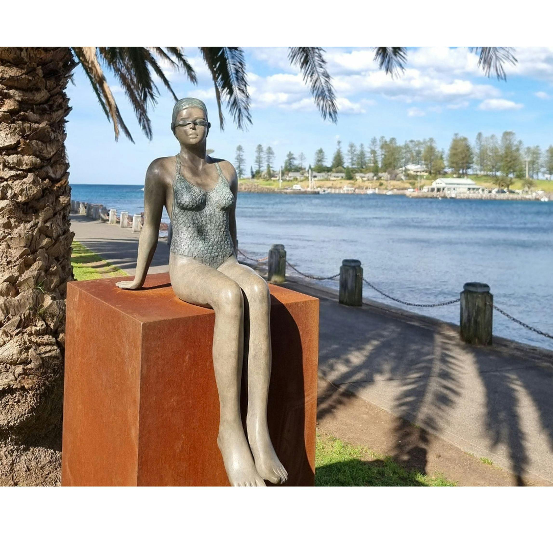 Bronxe Sculpture, Figurative swimmer form limited edition of 25