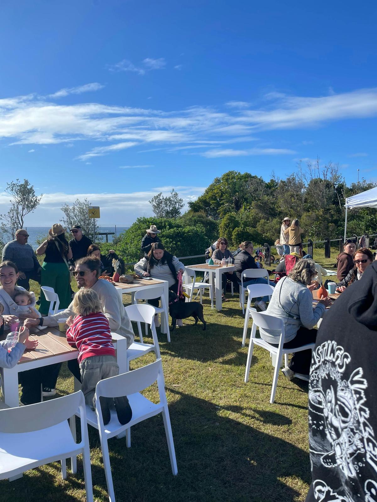 Plenty of seating overlooking the ocean