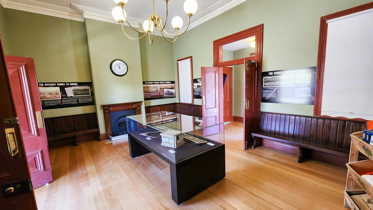 The beautifully restored waiting room and entrance to the museum at Cooma Railway Station