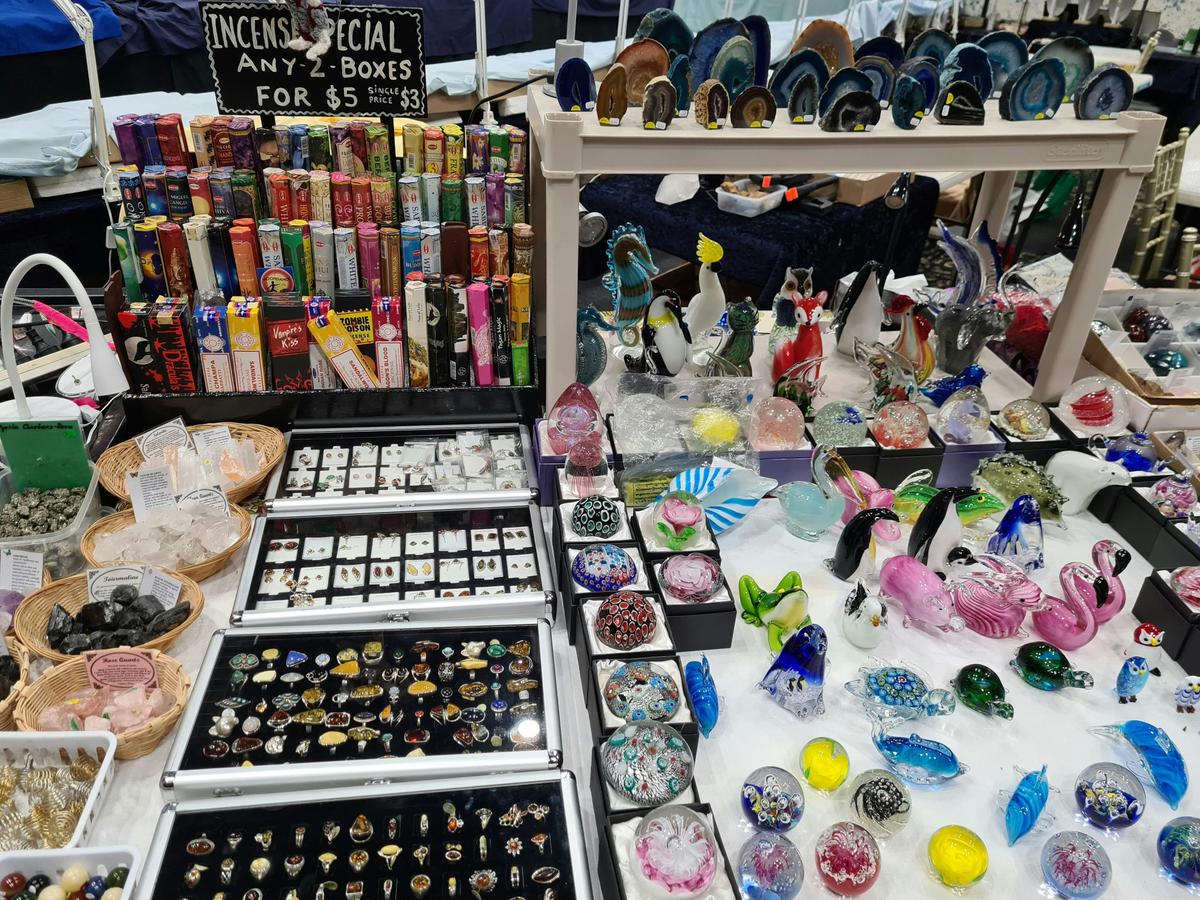 Incense, jewellery, polished stone