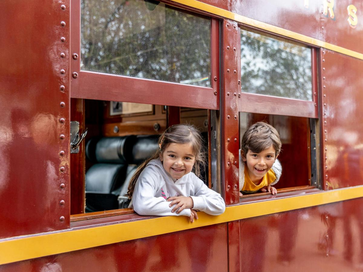 Kids on a steam train