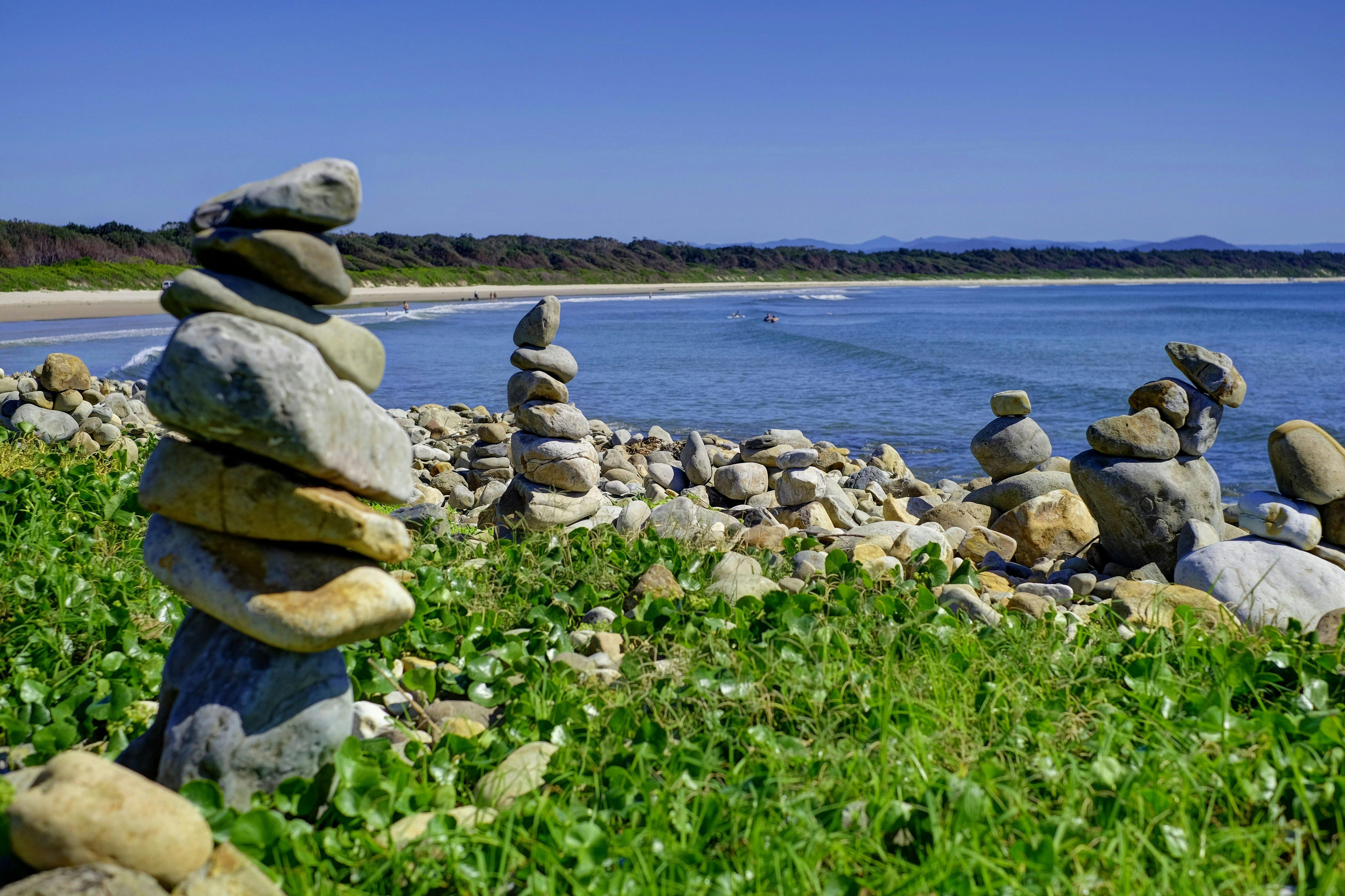 Stone stacks overlooking the beach at Crowdy Head