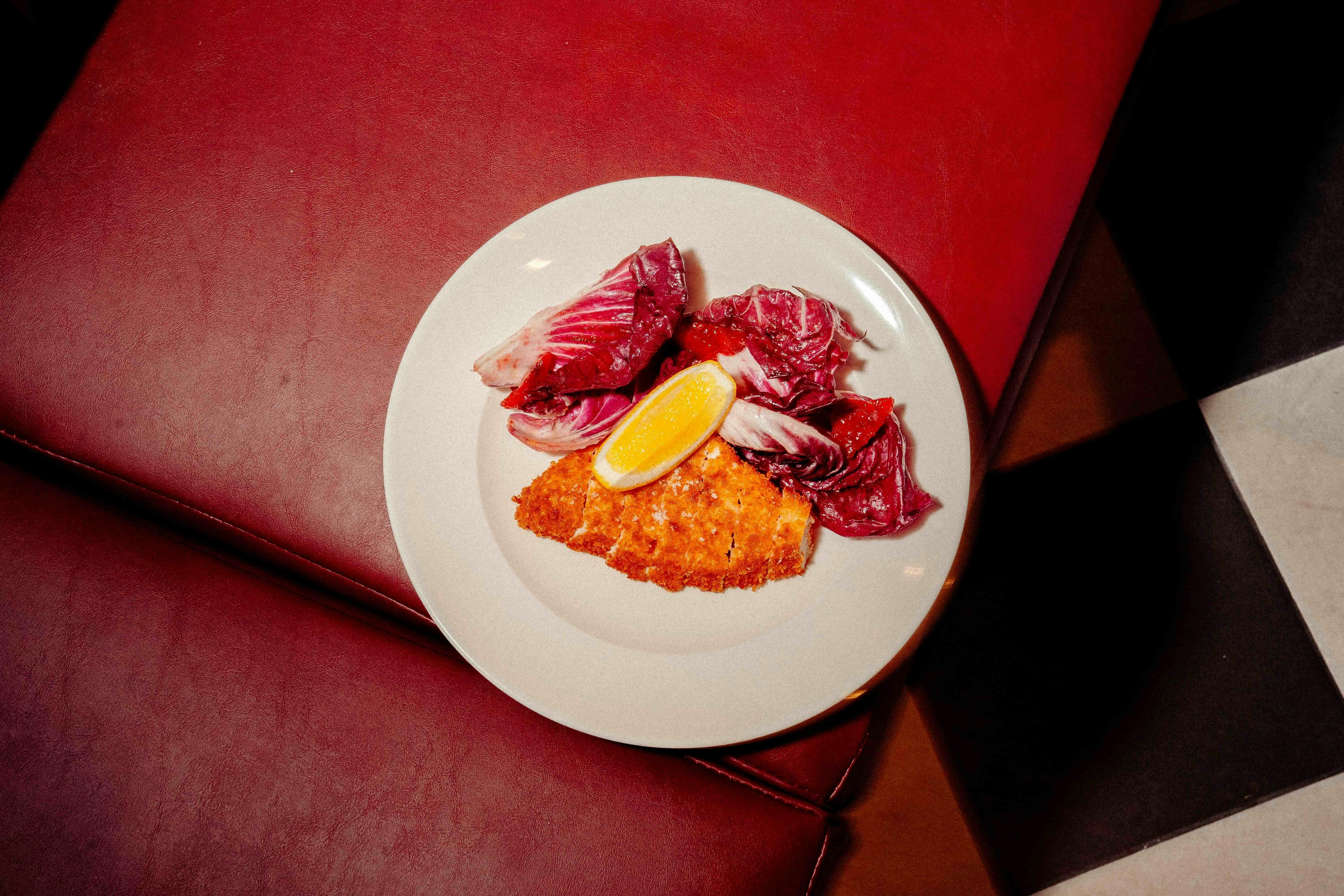 Bar Allora - Crumbed dish and bitter leaves at Bar Allora