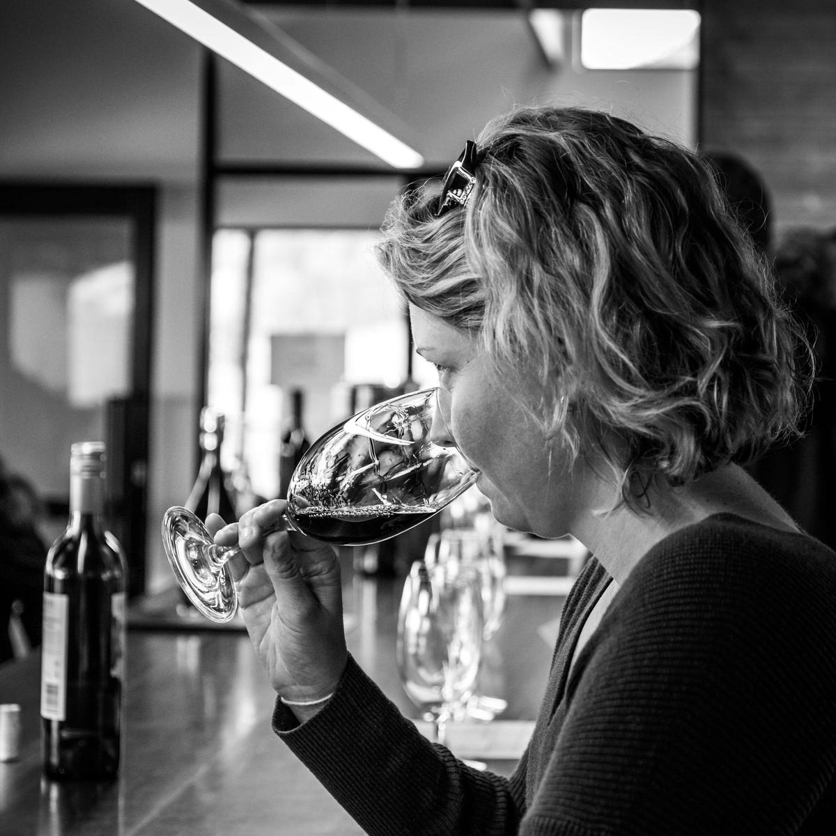 A guest enjoying our handmade wines