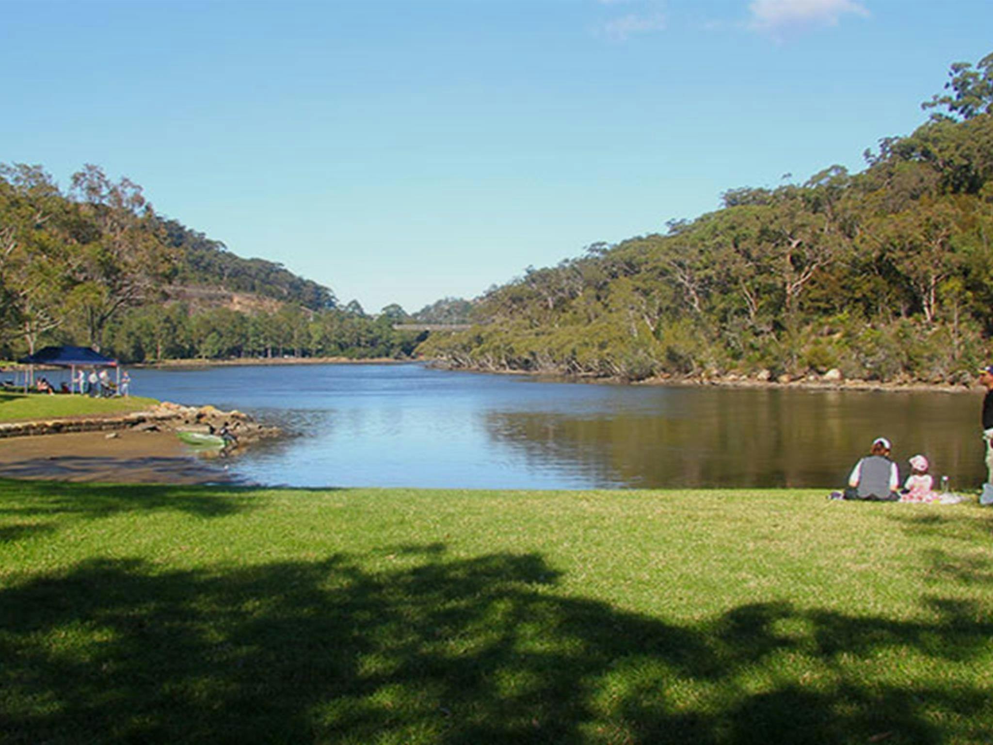Family enjoying Davidson Park by Middle Harbour Creek in Garigal National Park. Photo: Natasha