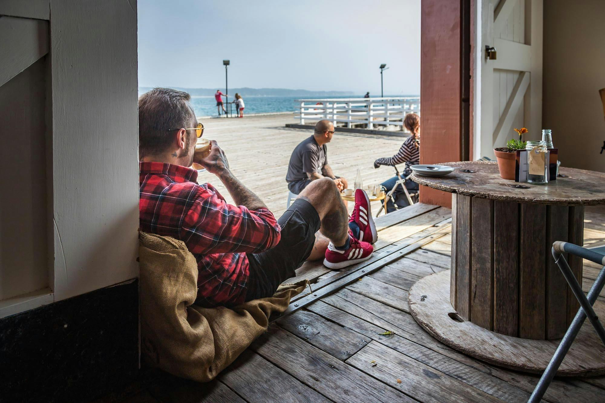 Kicking back at the Tathra Wharf watching for whales