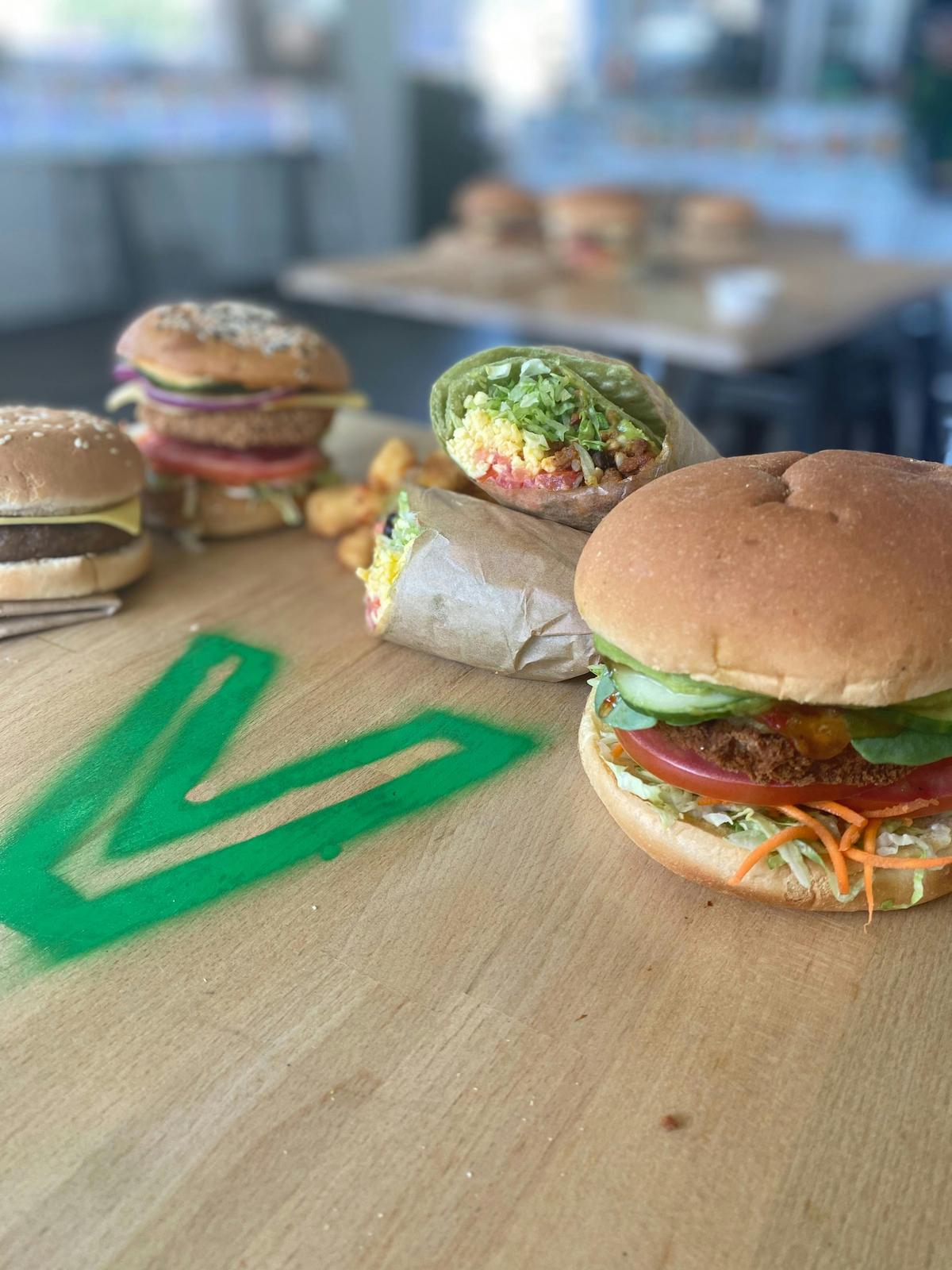 A range of the Vego's burgers and wraps
