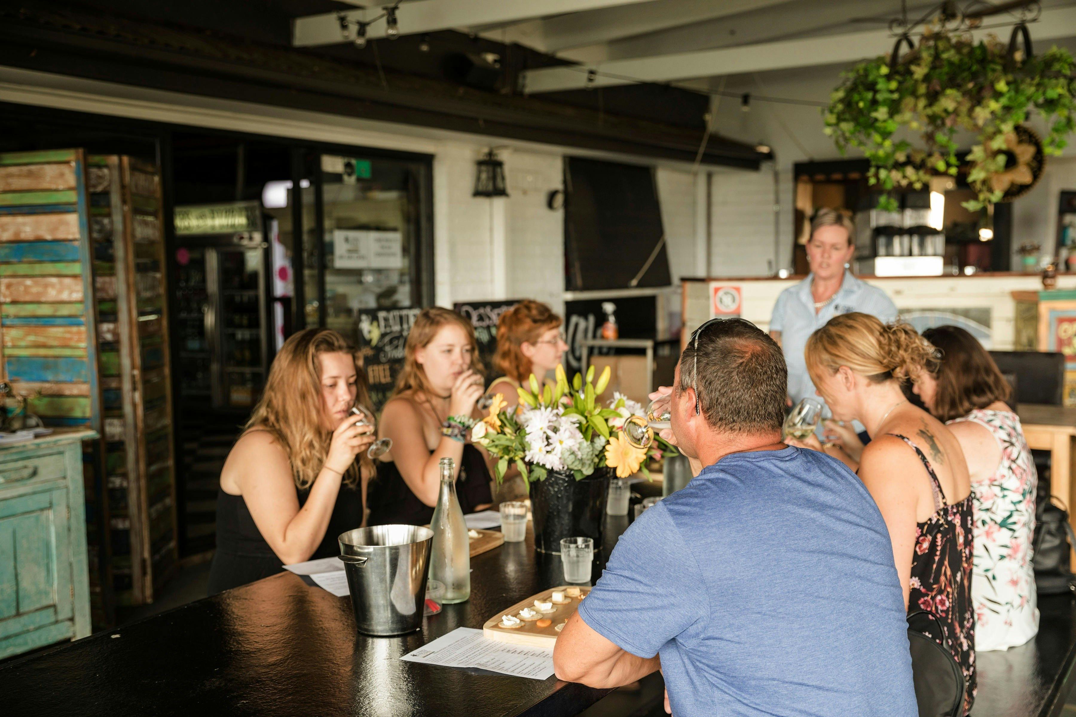 Group cheese and wine set up