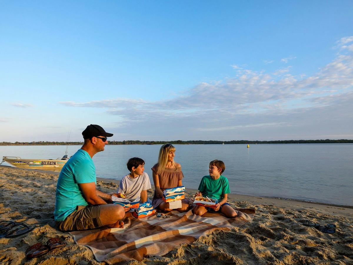Picnic by the Richmond River at sunset