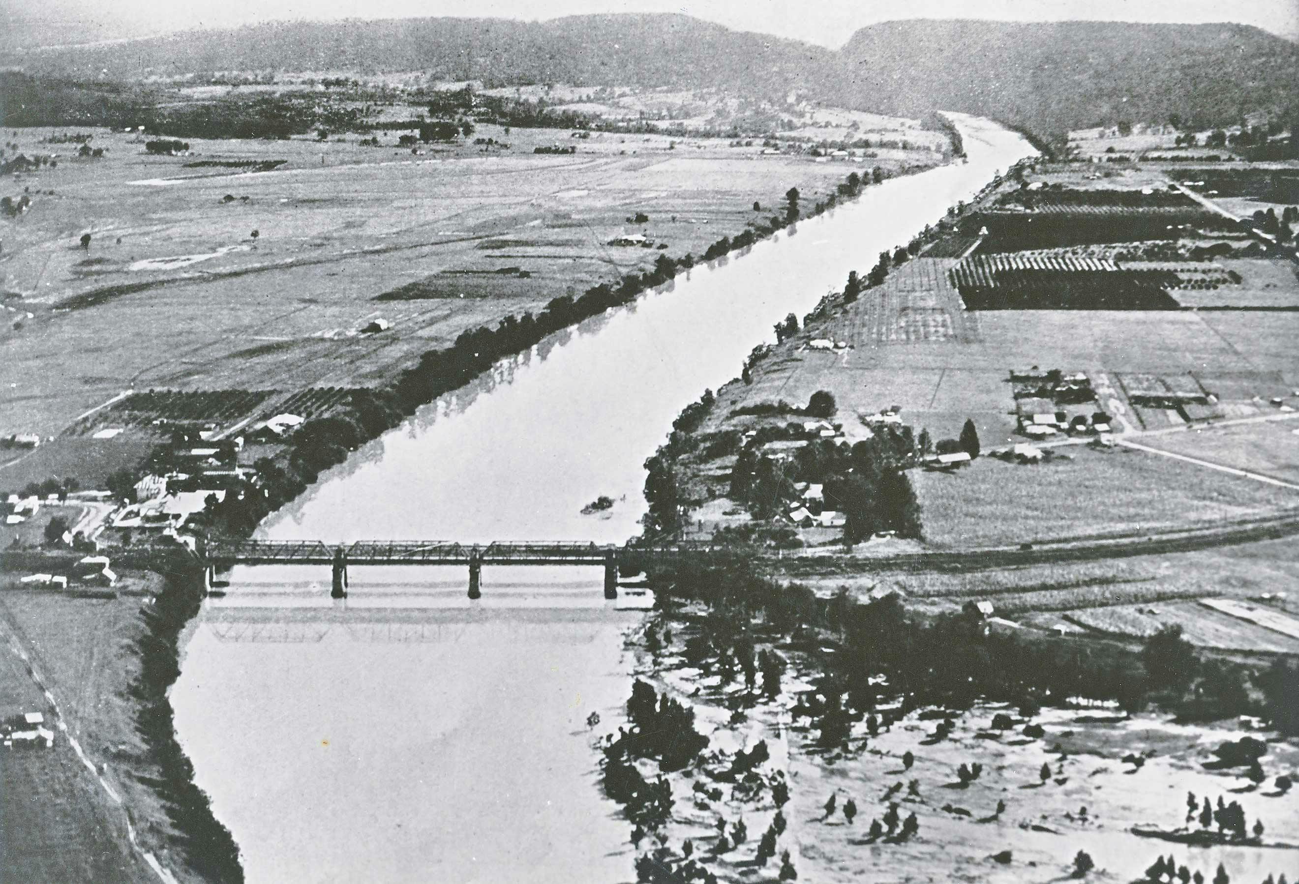 Nepean River historic image with fields and minimal buildings