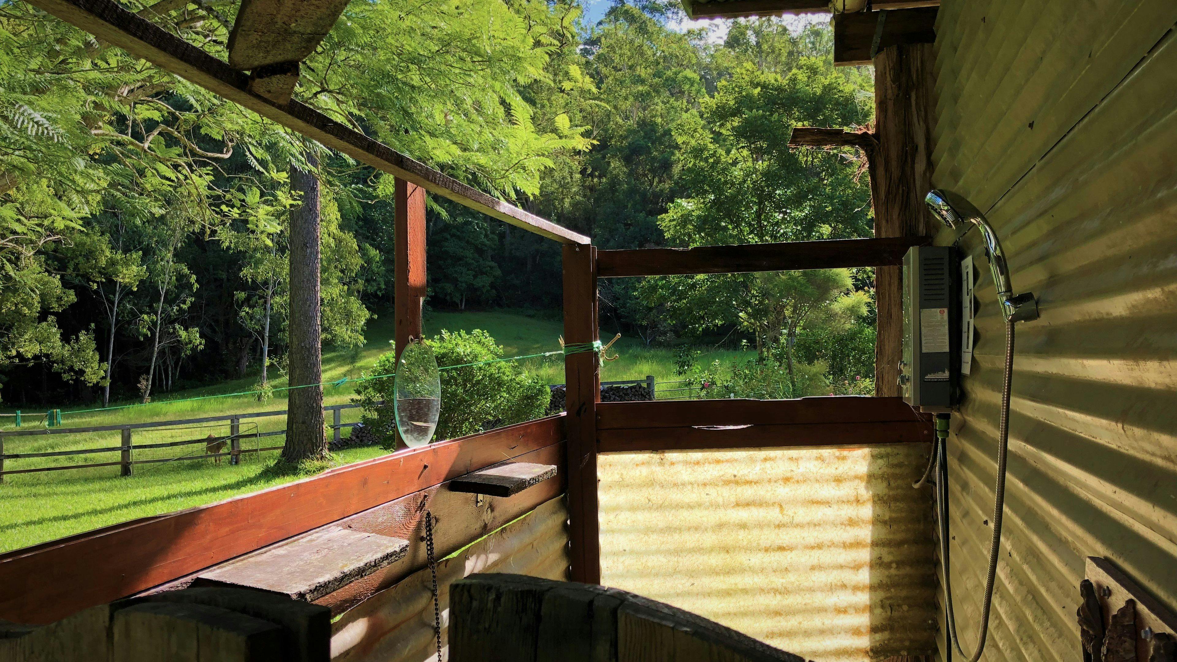 Hot outdoor shower for guests 