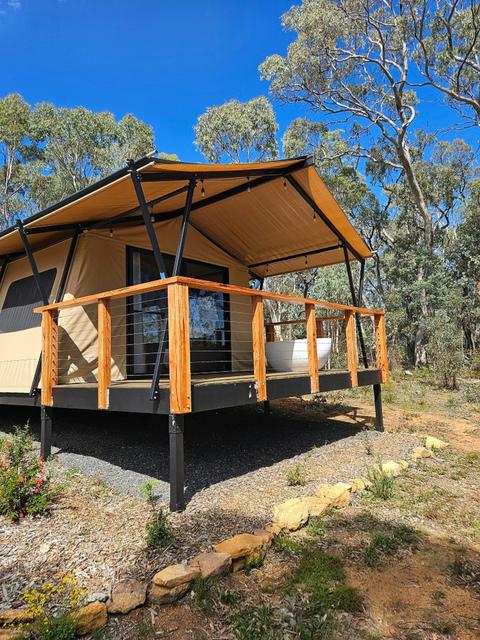 Front of the tent with the deck