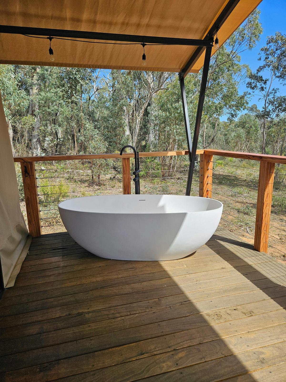 Bath tub on the deck.