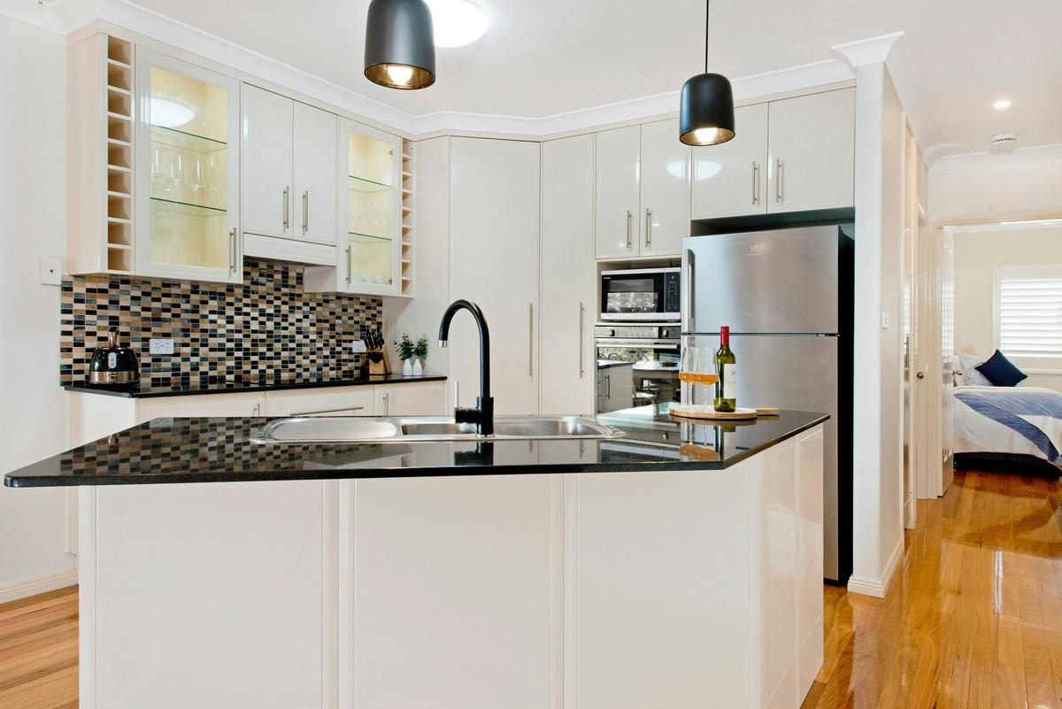 Open plan kitchen and dining