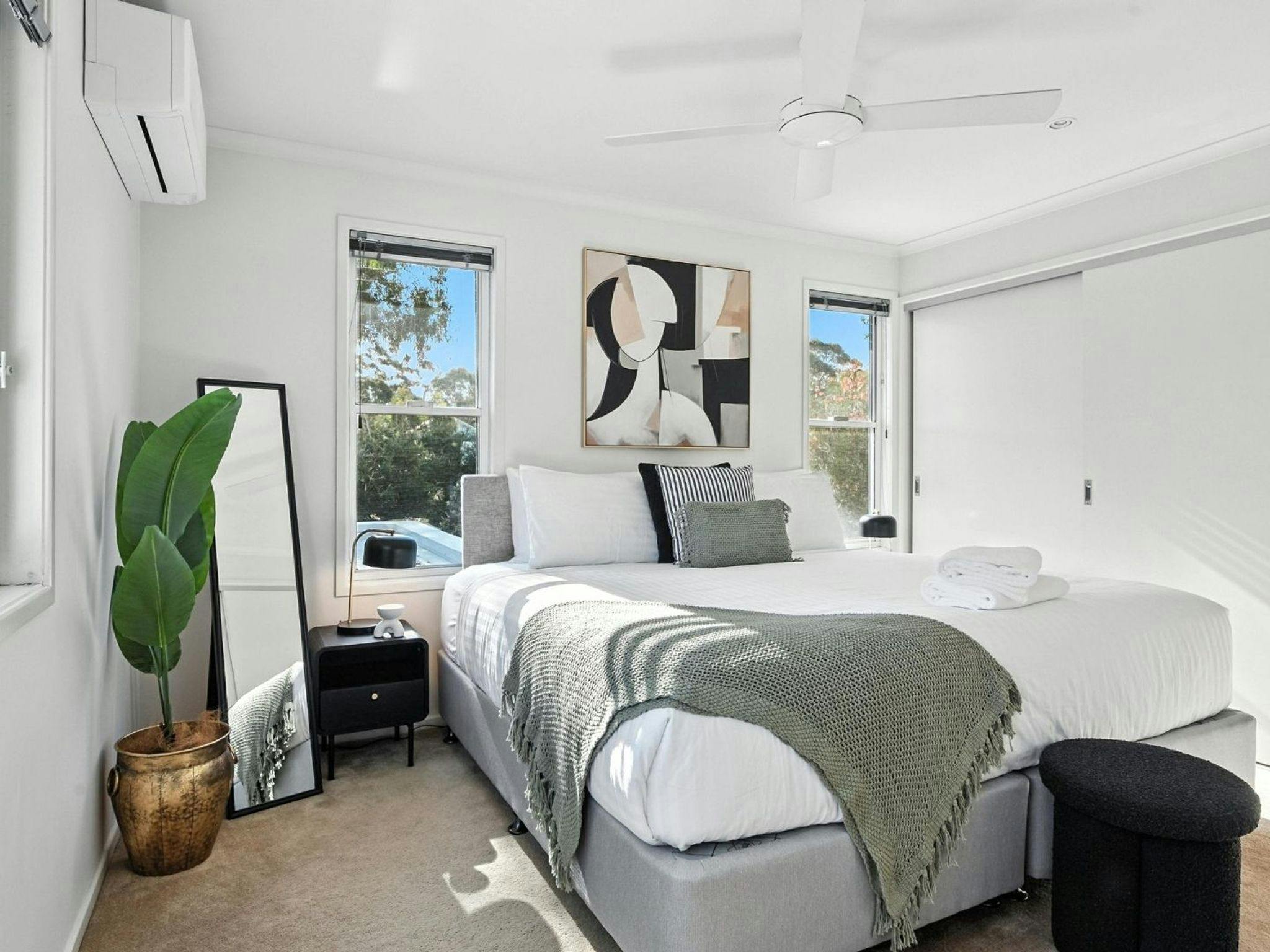 Azure House | Bedroom 1 | Super king | Air conditioned | Ceiling fan