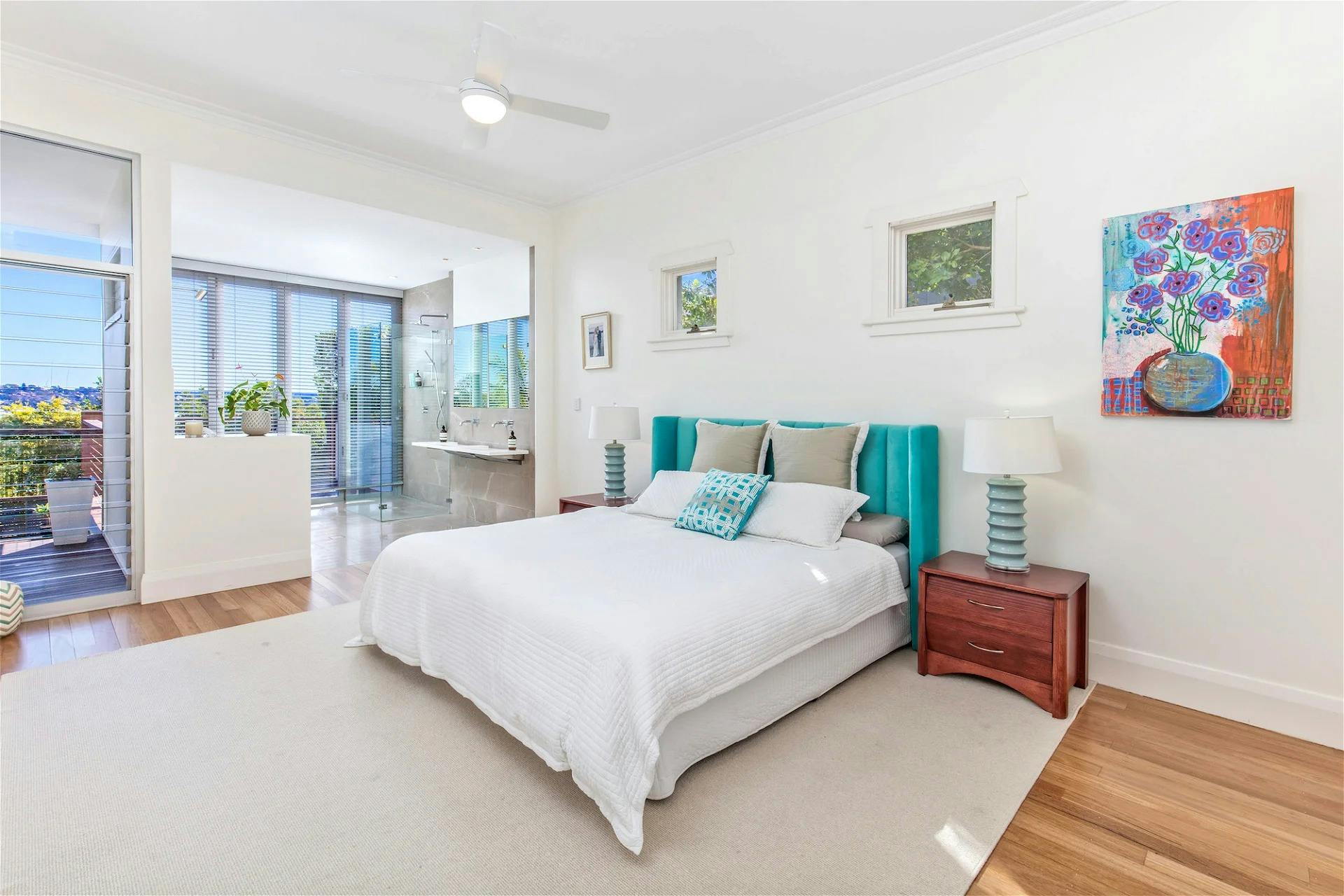 the spacious Master bedroom with open plan ensuite