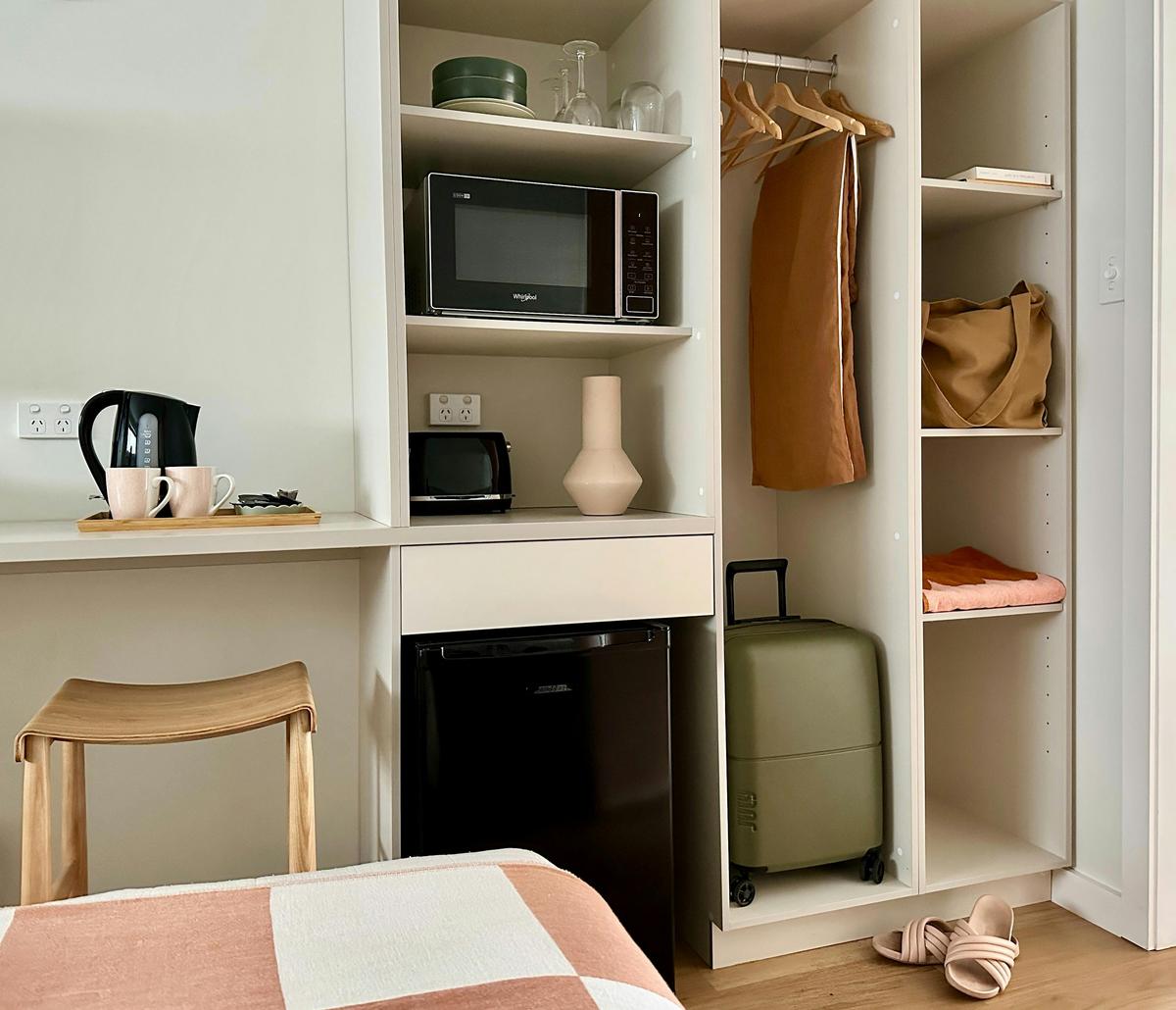 Robe, desk and tea making facilities