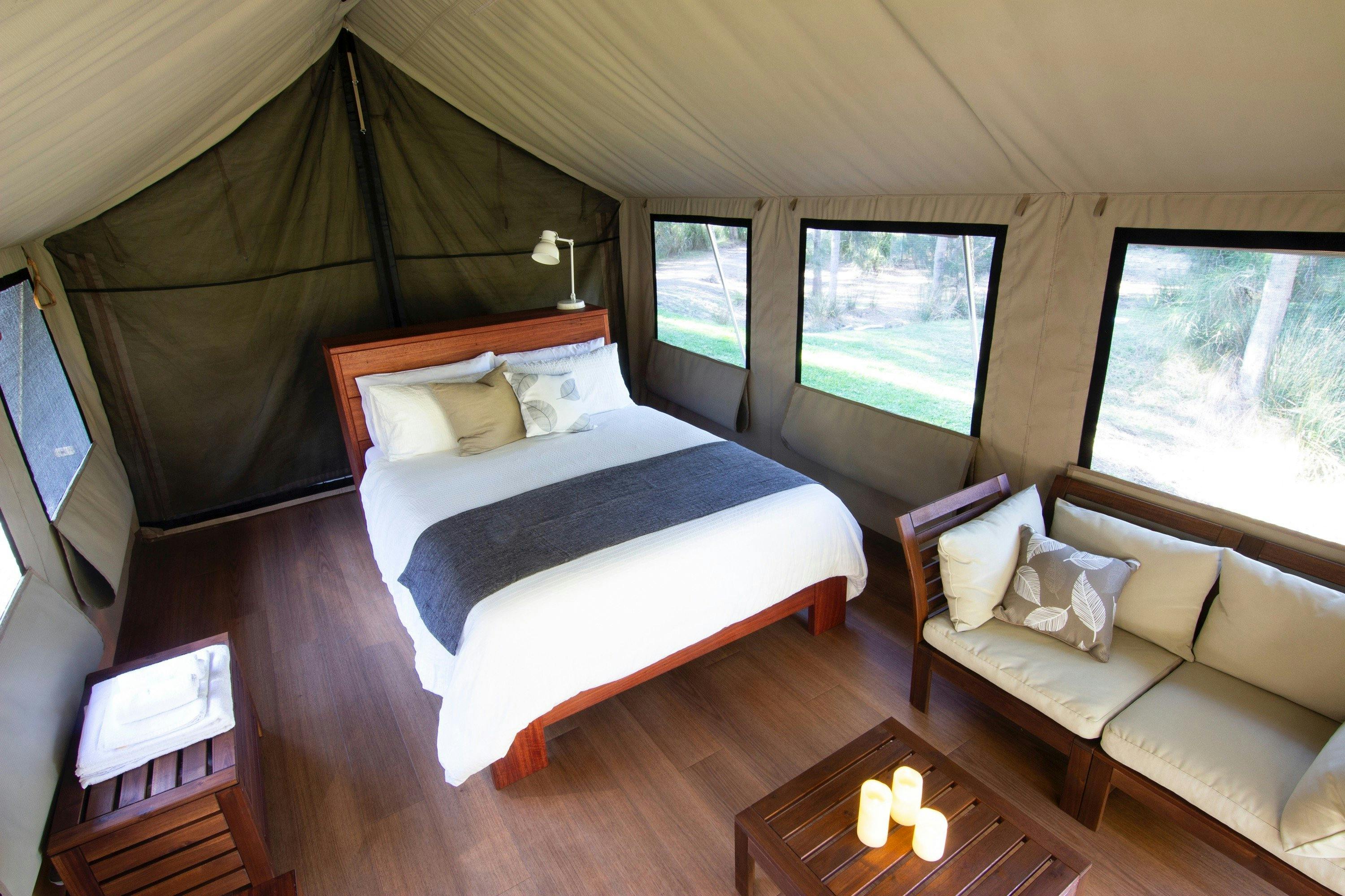 Bangalay Retreat safari tent interior