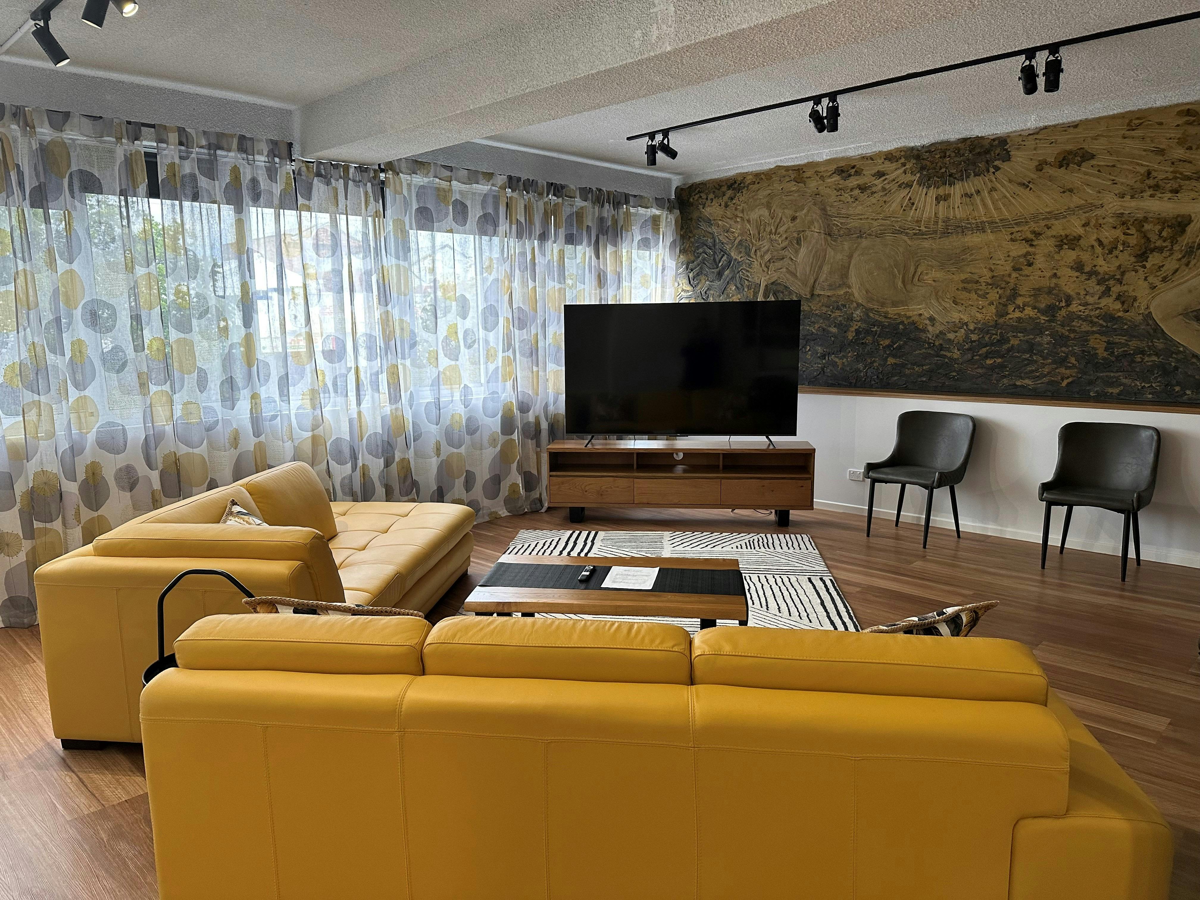 Communal lounge area for group bookings