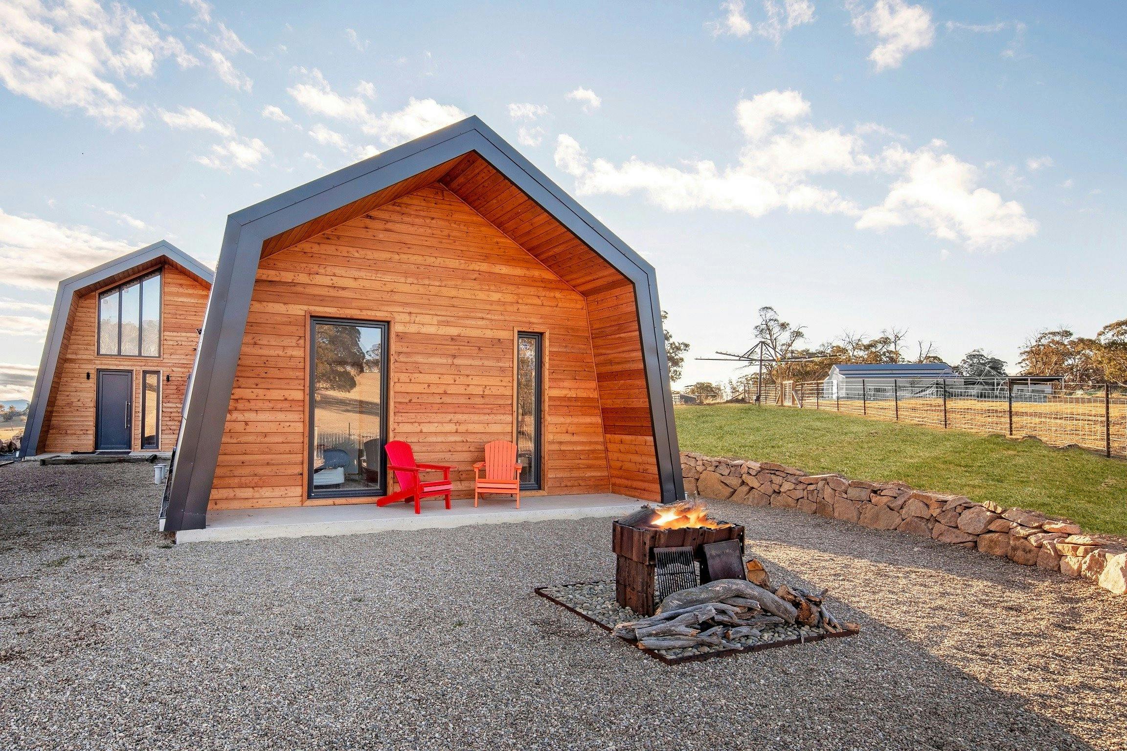 Rear of cabin with private firepit