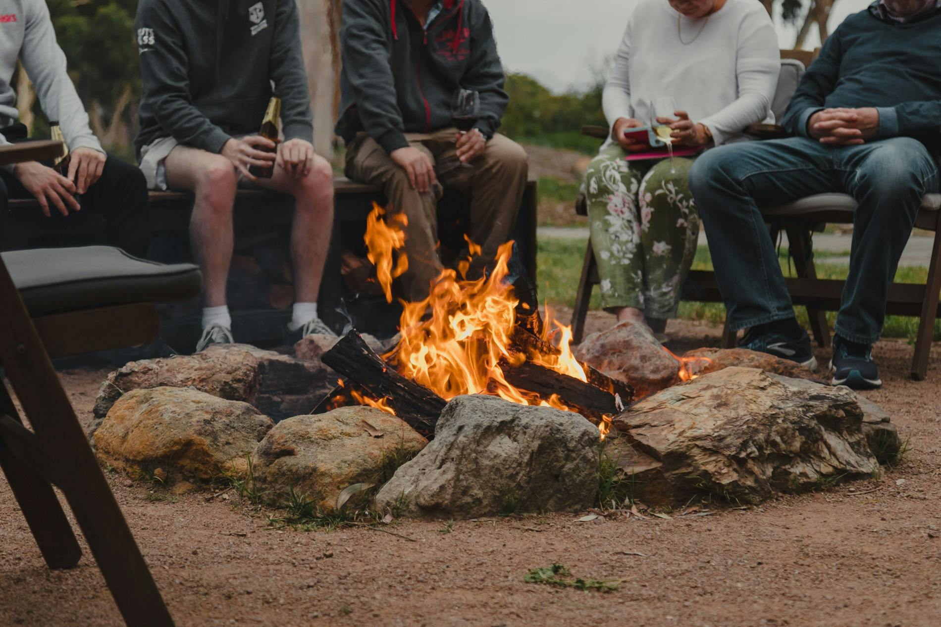 Wind down at the end of the day around a campfire
