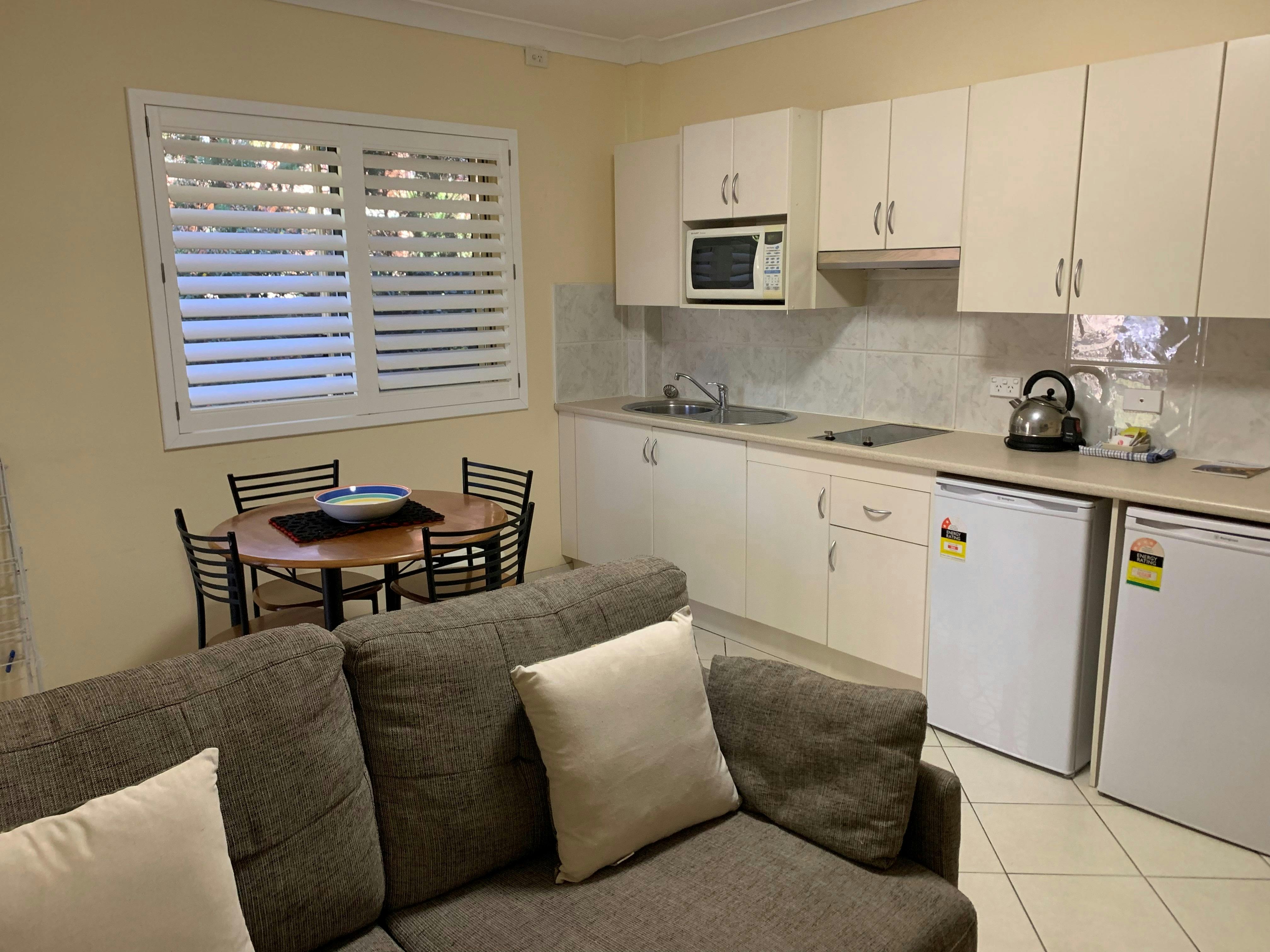 One bedroom apartment kitchen/dining area