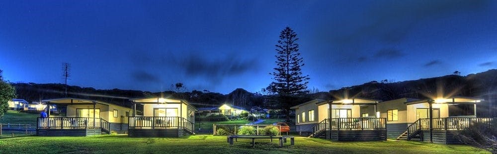 Parkview cabins in the evening