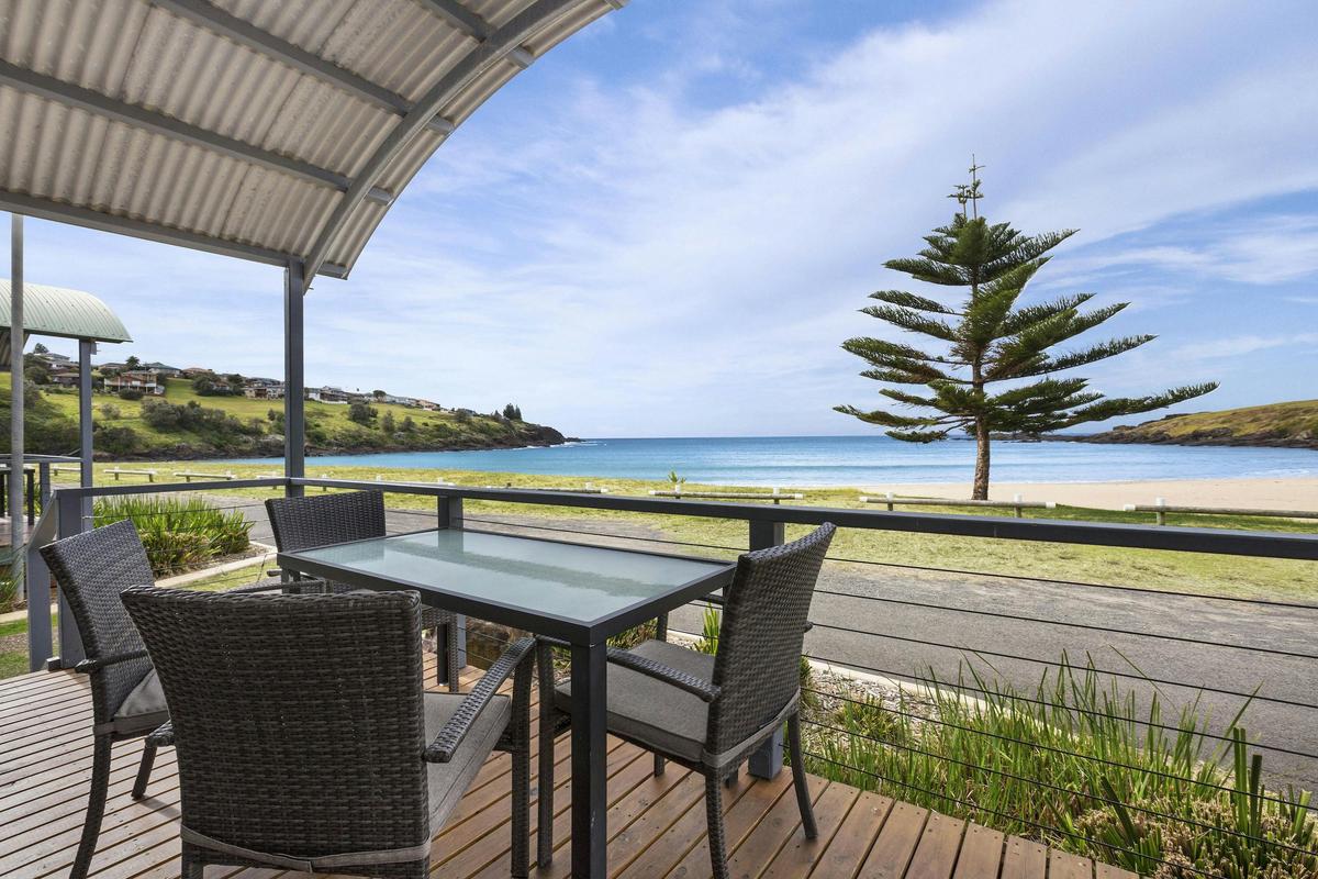 BIG4 Easts Beach Kiama accommodation Seabreeze Spa Villa balcony and views