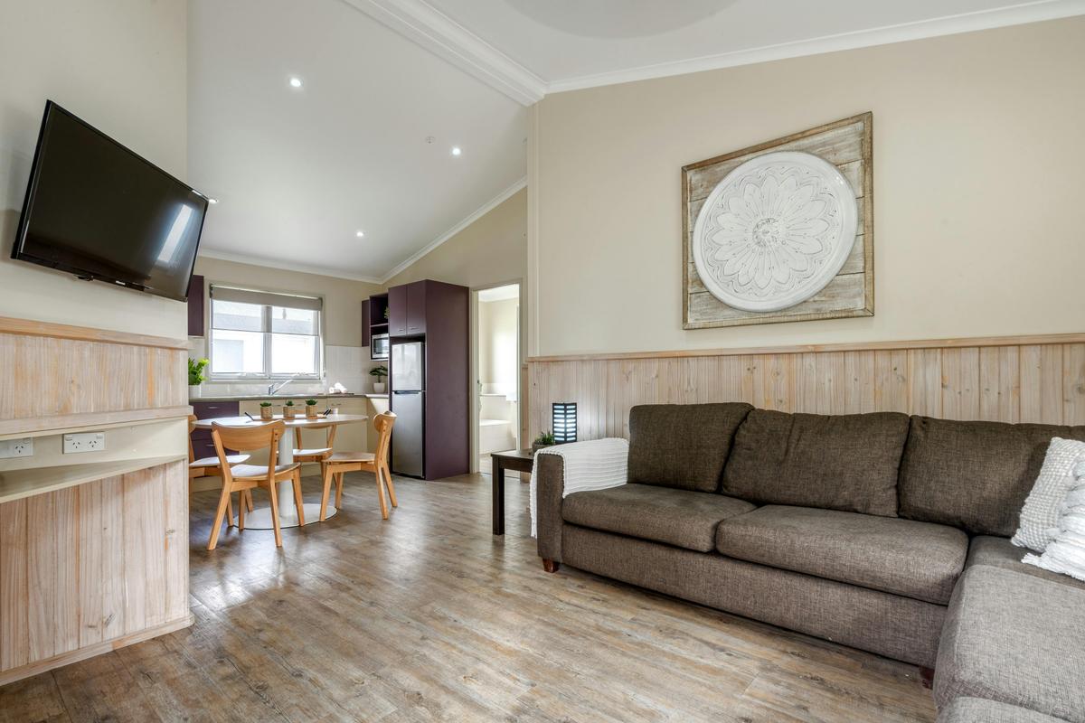 Superior Cabin (2BR) Living Room | Tasman Holiday Parks - Ballina
