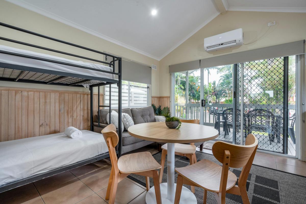 Deluxe Accessible Cabin Living Area | Tasman Holiday Parks - Ballina