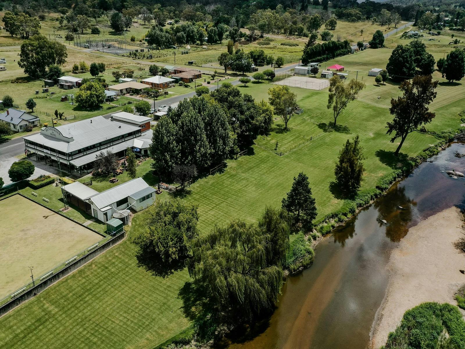 View of the pub and outdoor area from above