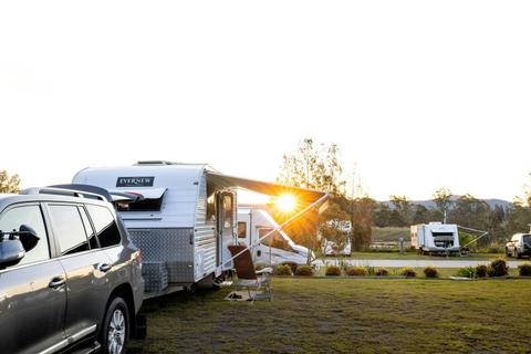 Generous sized sites allowing you to stay hitched for overnight stay if required