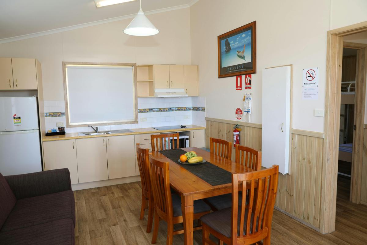 cabin kitchen and dining area