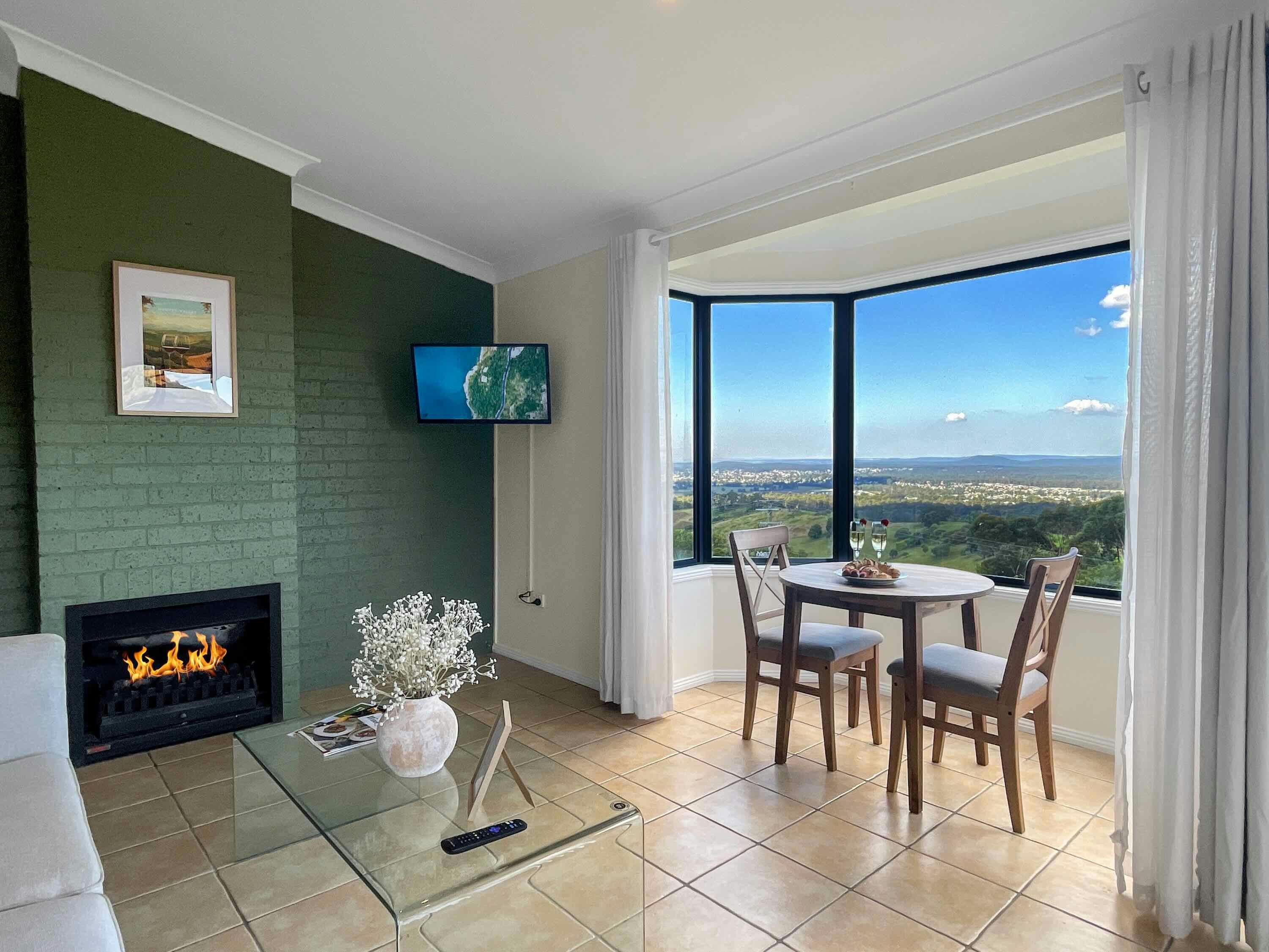 Living space with gas fire