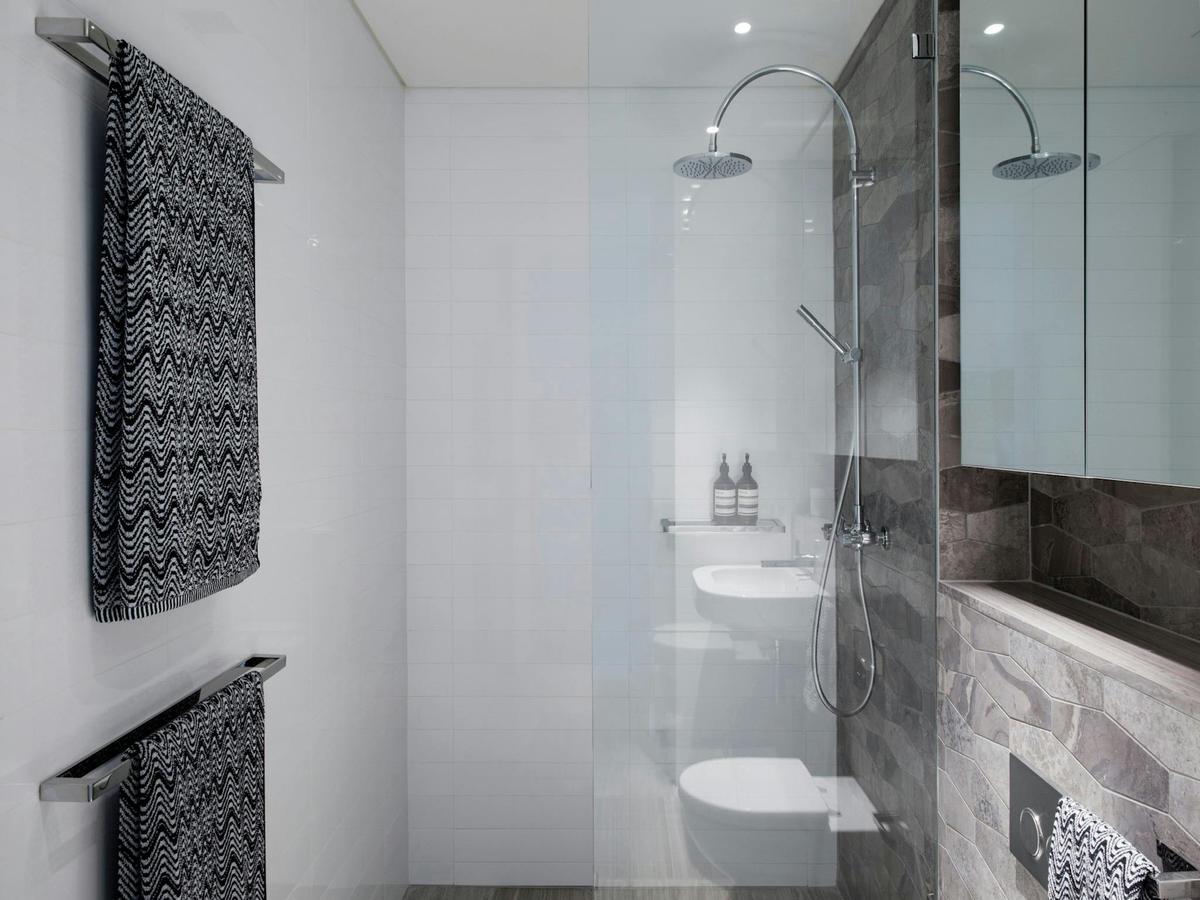 Stunning bathroom with bathtub and shower