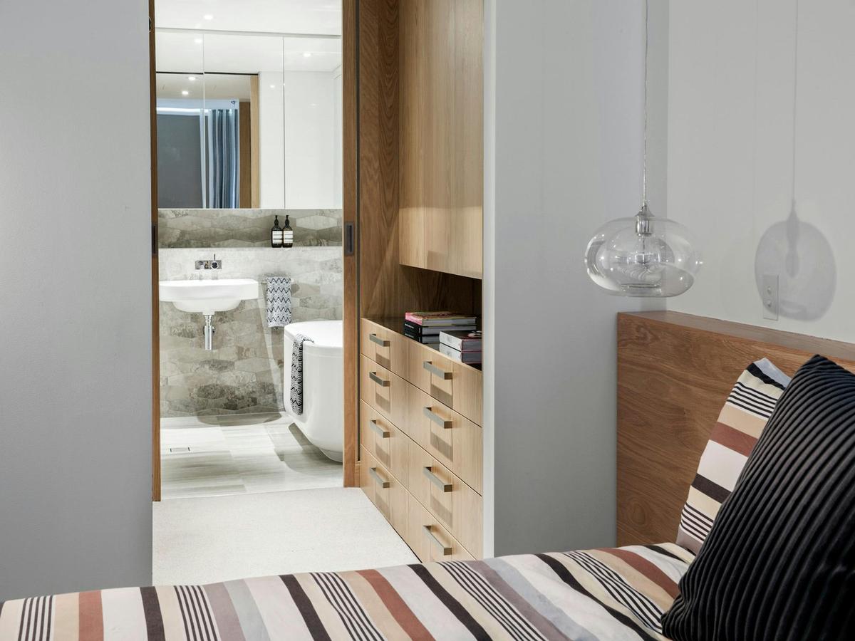 Light filled bedroom overlooking the city