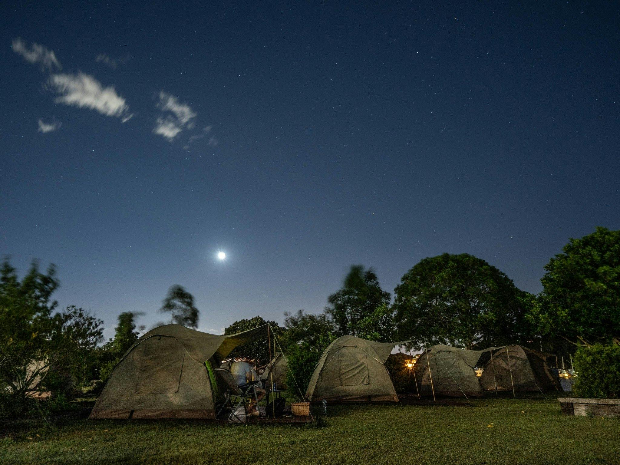 Cockatoo Island Campground at night