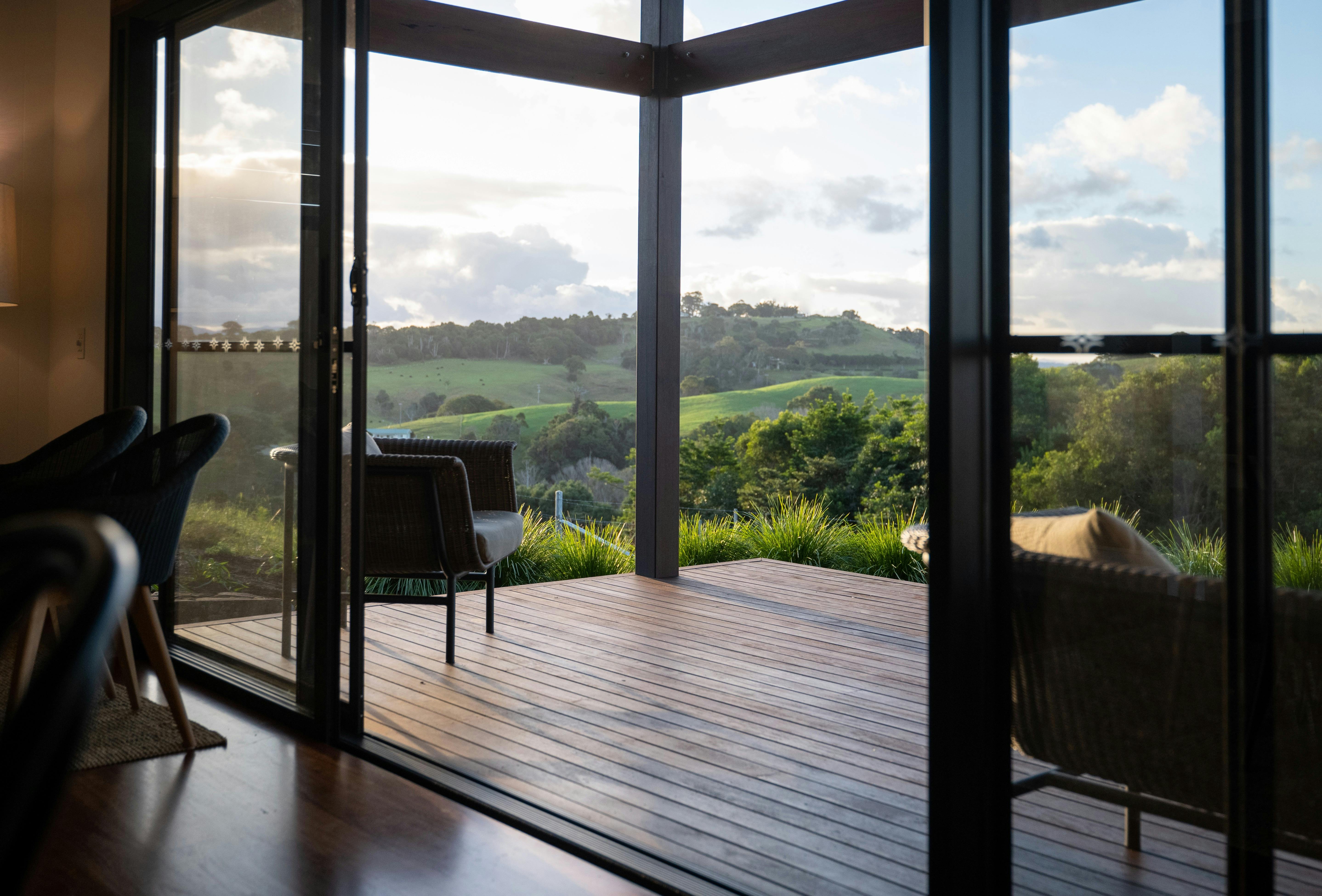 Enjoy sweeping views of the hinterland from your own private deck.