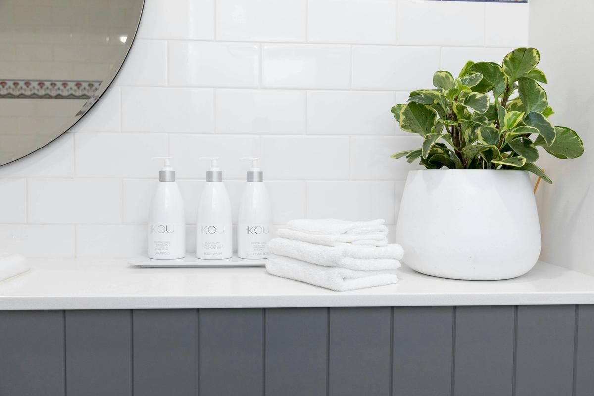 Luxury IKOU bathroom amenities are feature in each room