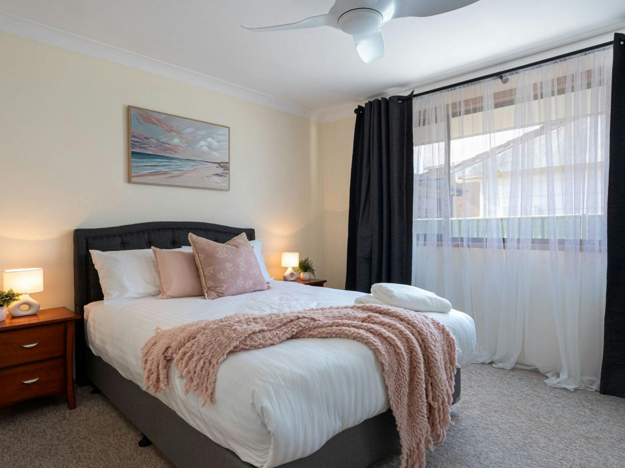 Coastal Crush | Bedroom 1 | Queen | Ceiling Fan