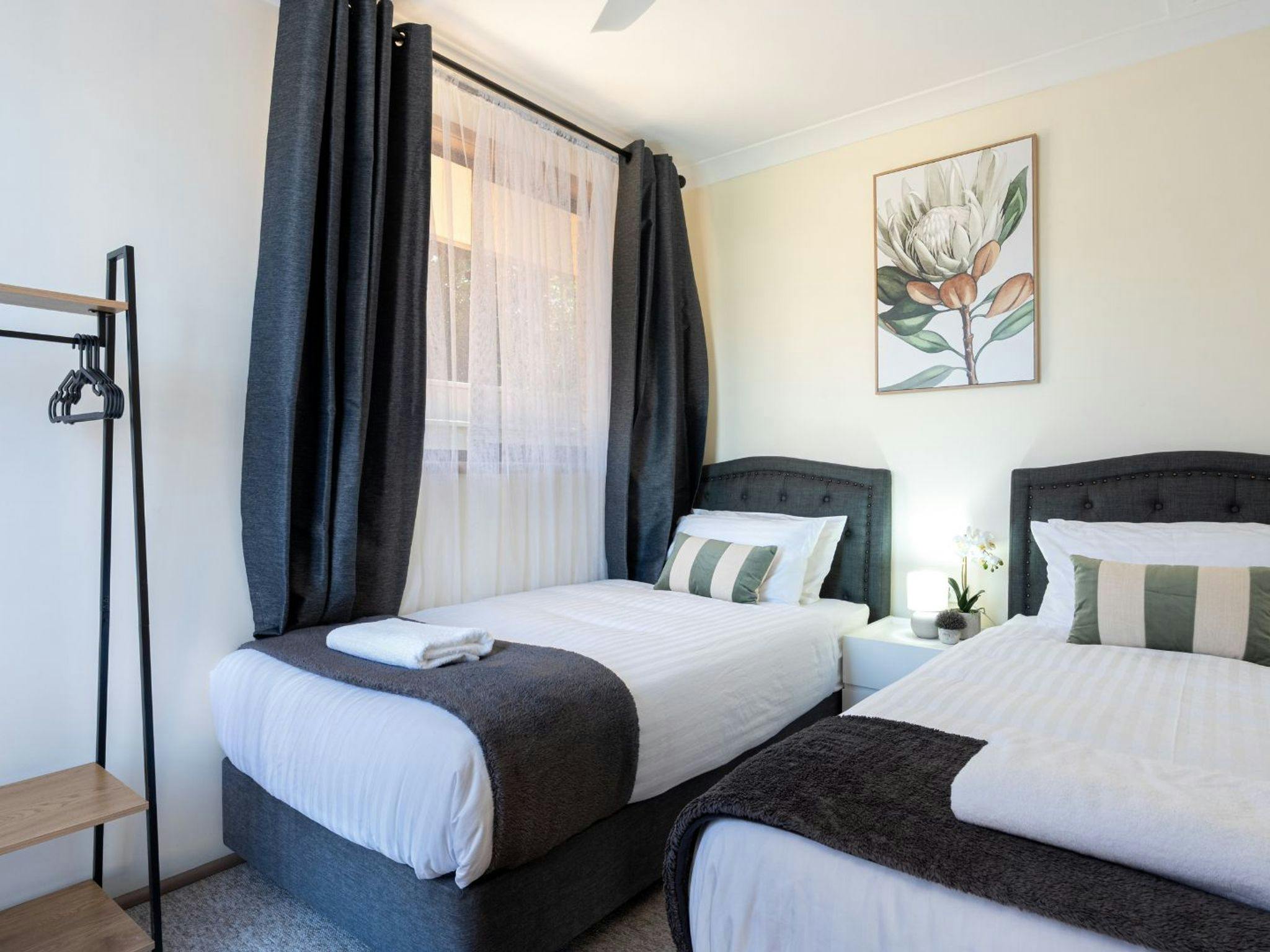 Coastal Crush | Bedroom 3 | Single beds | Ceiling Fan