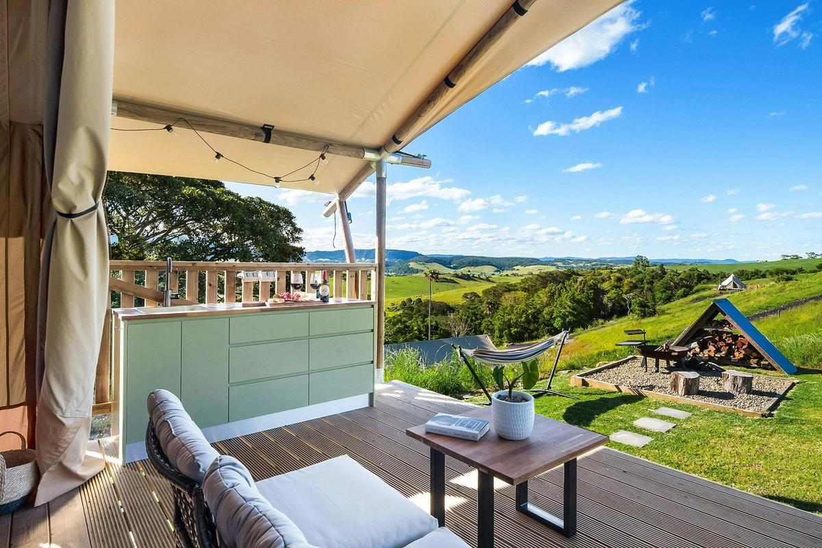 Black Prince deck with outdoor kitchen and view