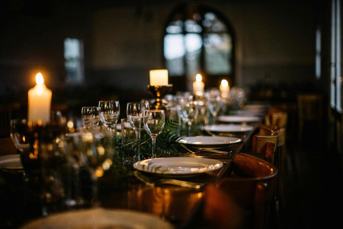 The Shearer's Quarters Guest Lounge and Event Space Table with Candles